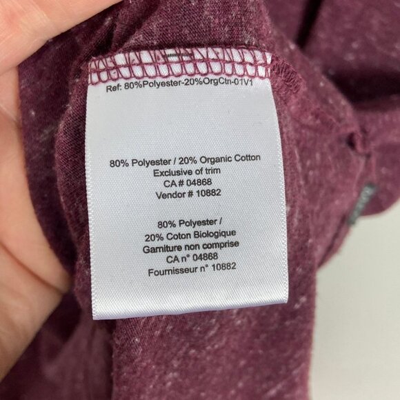 MEC Organic Cotton Short Sleeve V-Neck Tee Size Large T-Shirt Heathered Purple L - Picture 4 of 6